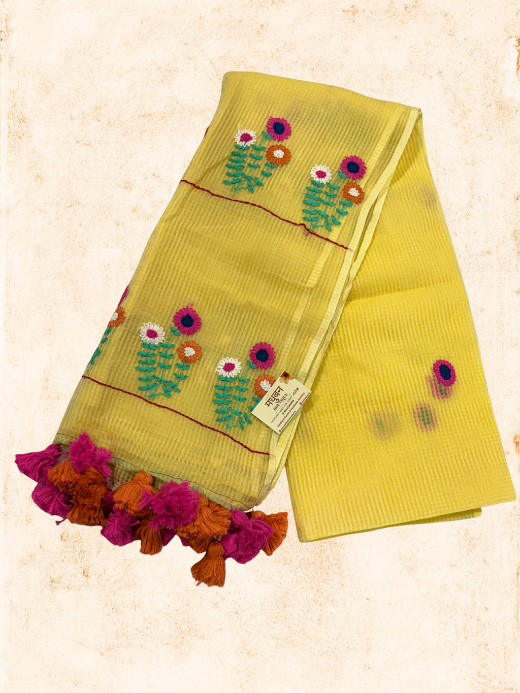 Kota Phool saree|Lemon yellow |KDHW002