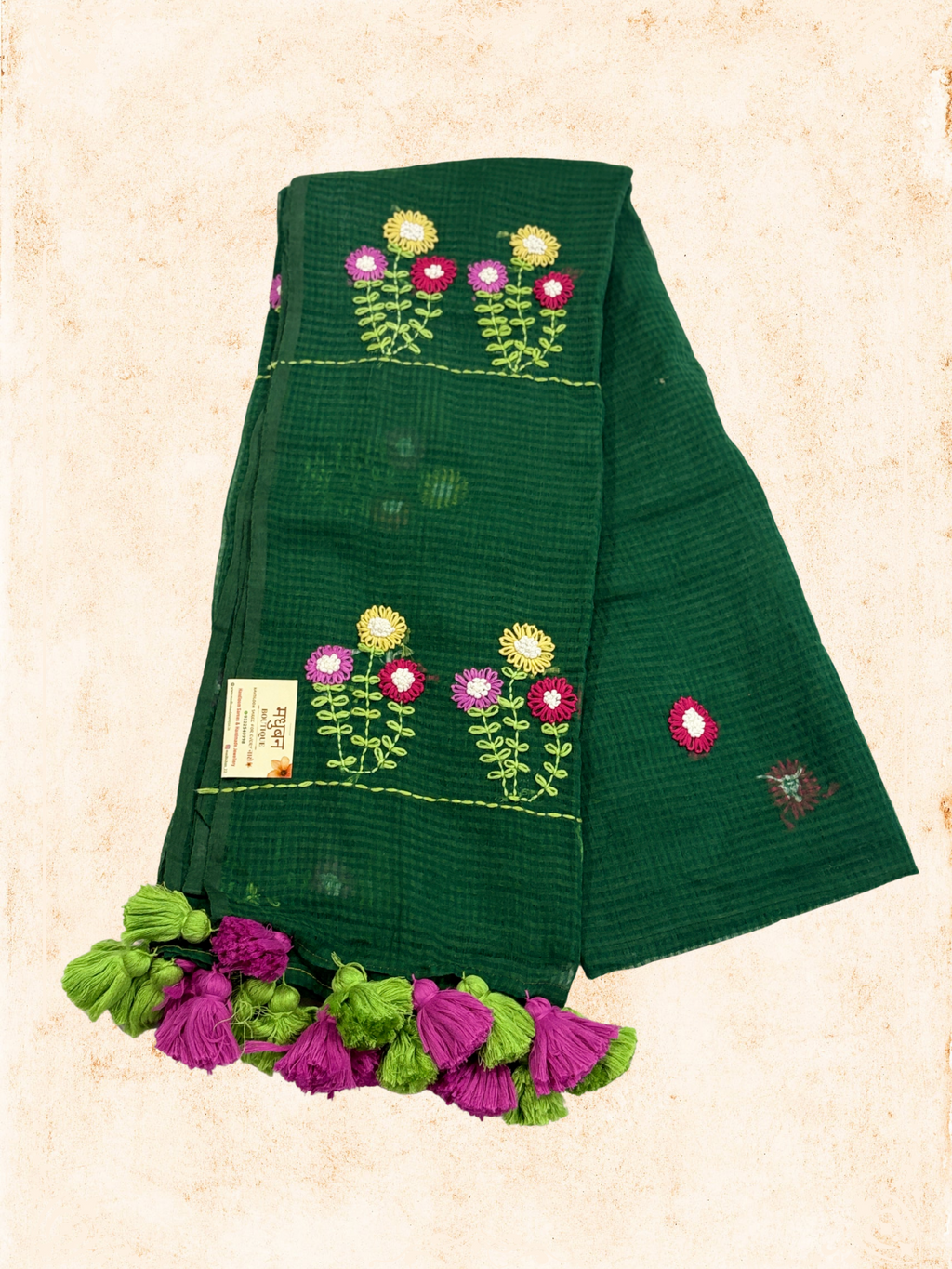 Kota Phool saree| Bottle green|KDHW007