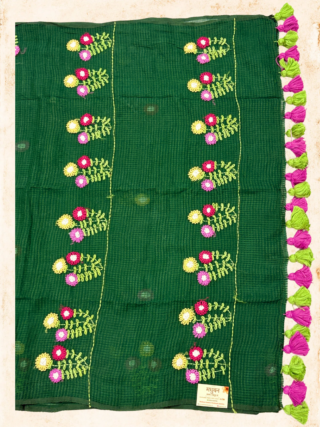 Kota Phool saree| Bottle green|KDHW007