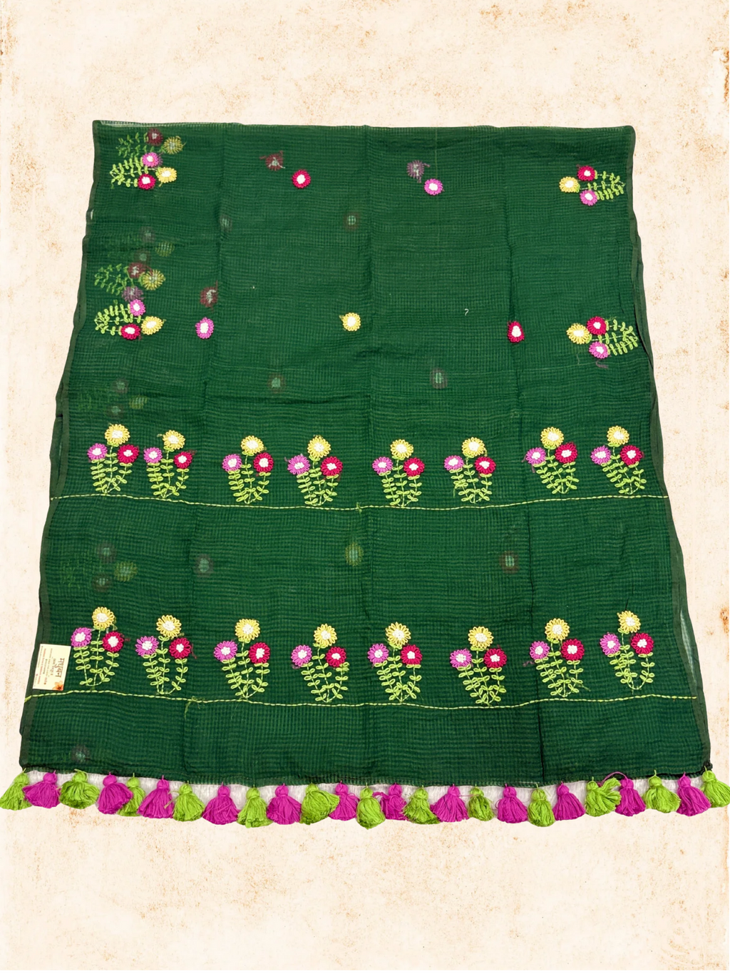 Kota Phool saree| Bottle green|KDHW007