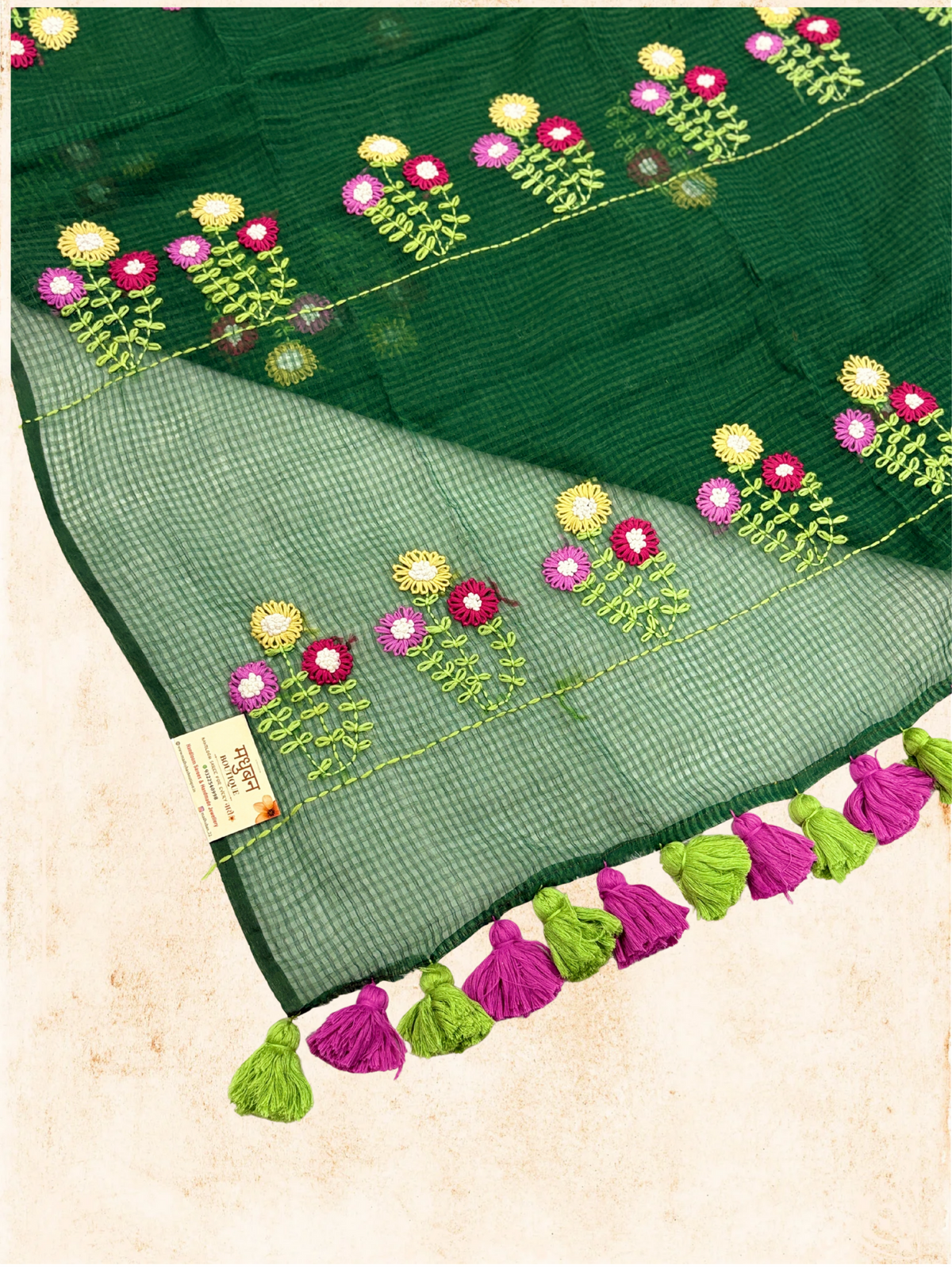 Kota Phool saree| Bottle green|KDHW007