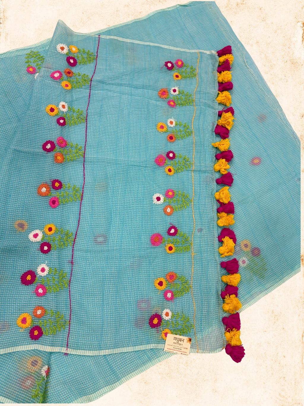 Kota Phool saree|Sky blueKDHW005