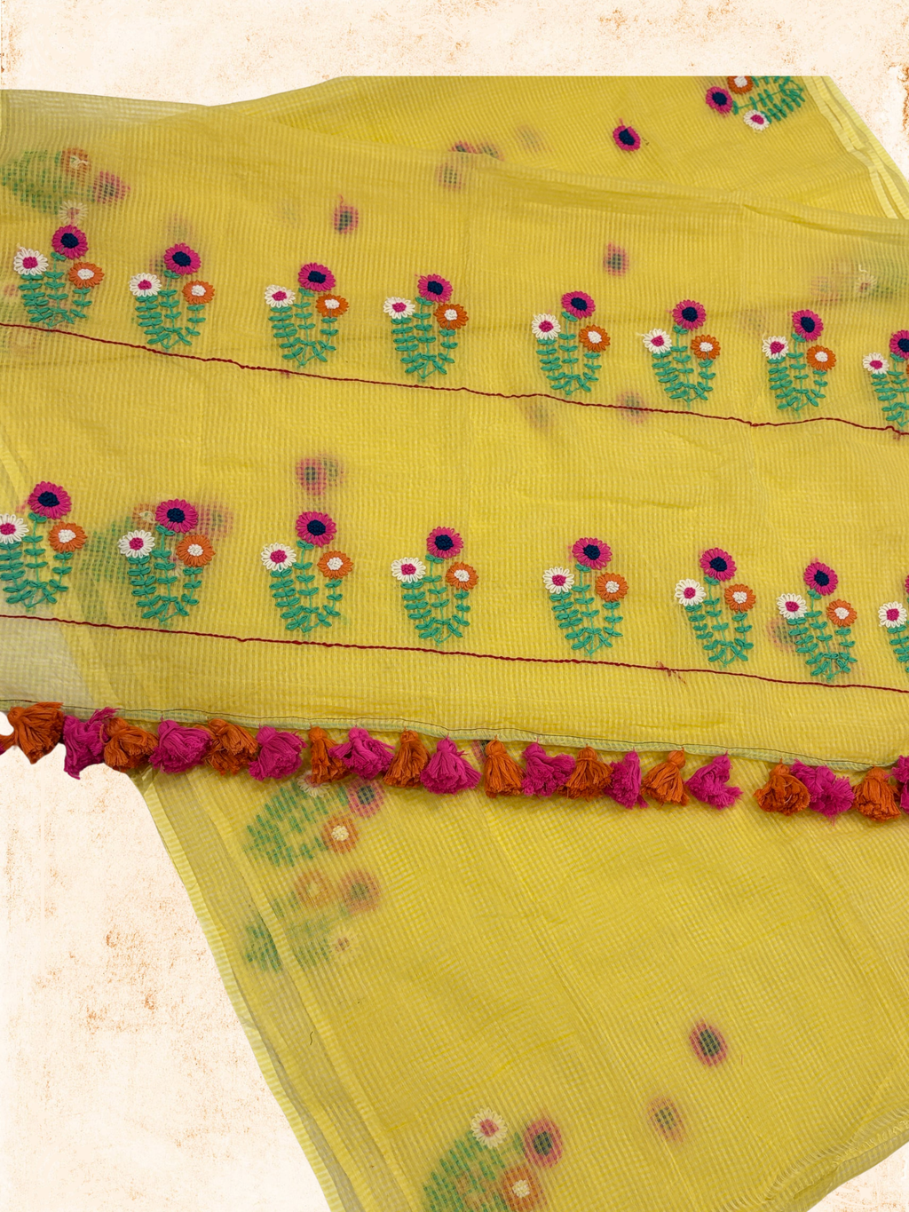 Kota Phool saree|Lemon yellow |KDHW002