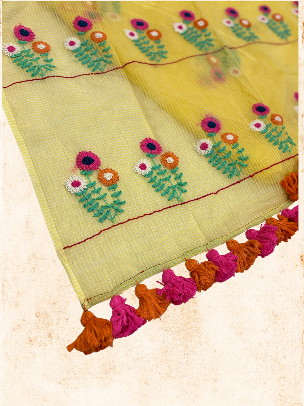 Kota Phool saree|Lemon yellow |KDHW002