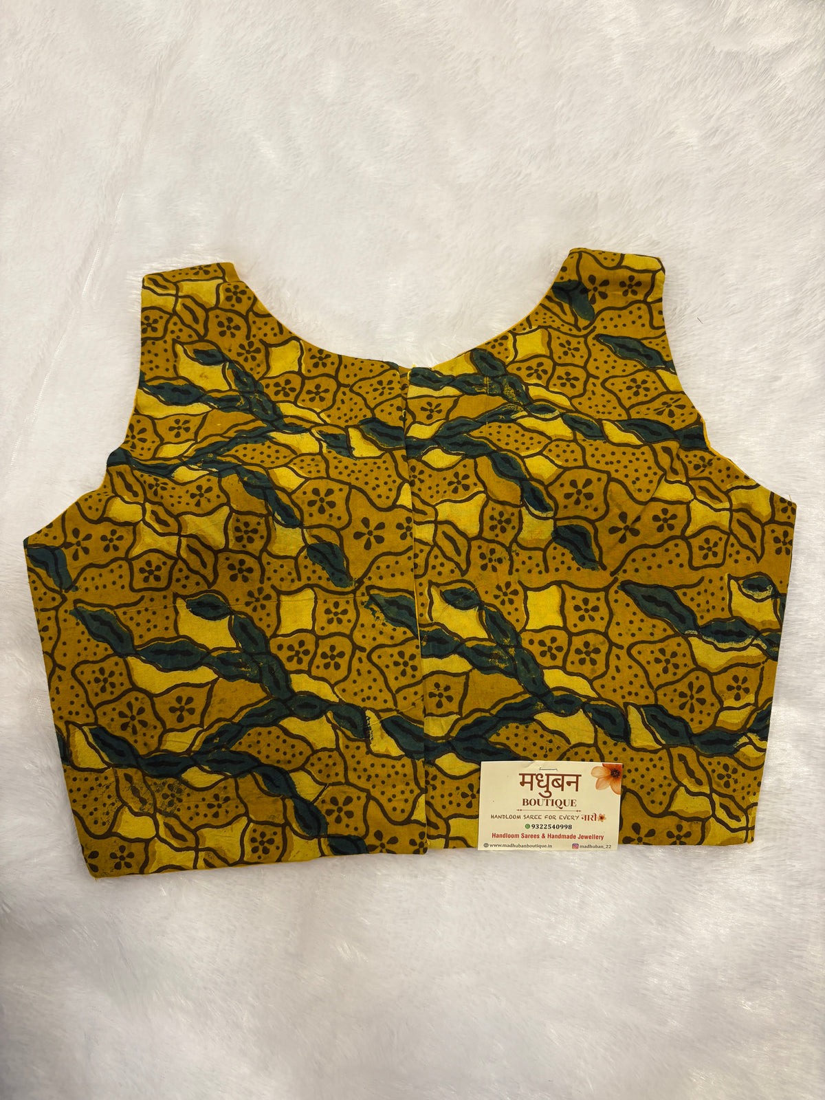 Doubble zipper ajrak cotton padded blouse|Mustered yellow colour|DZAB001