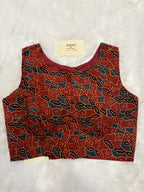 Doubble zipper ajrak cotton padded blouse|Redcolour|DZAB002