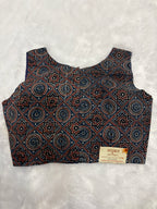 Doubble zipper ajrak cotton padded blouse|Indigo|DZAB004