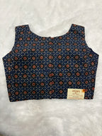 Doubble zipper ajrak cotton padded blouse|Indigo|DZAB003