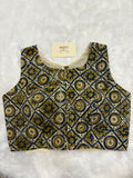 Doubble zipper ajrak cotton padded blouse|Beige colour|DZAB007