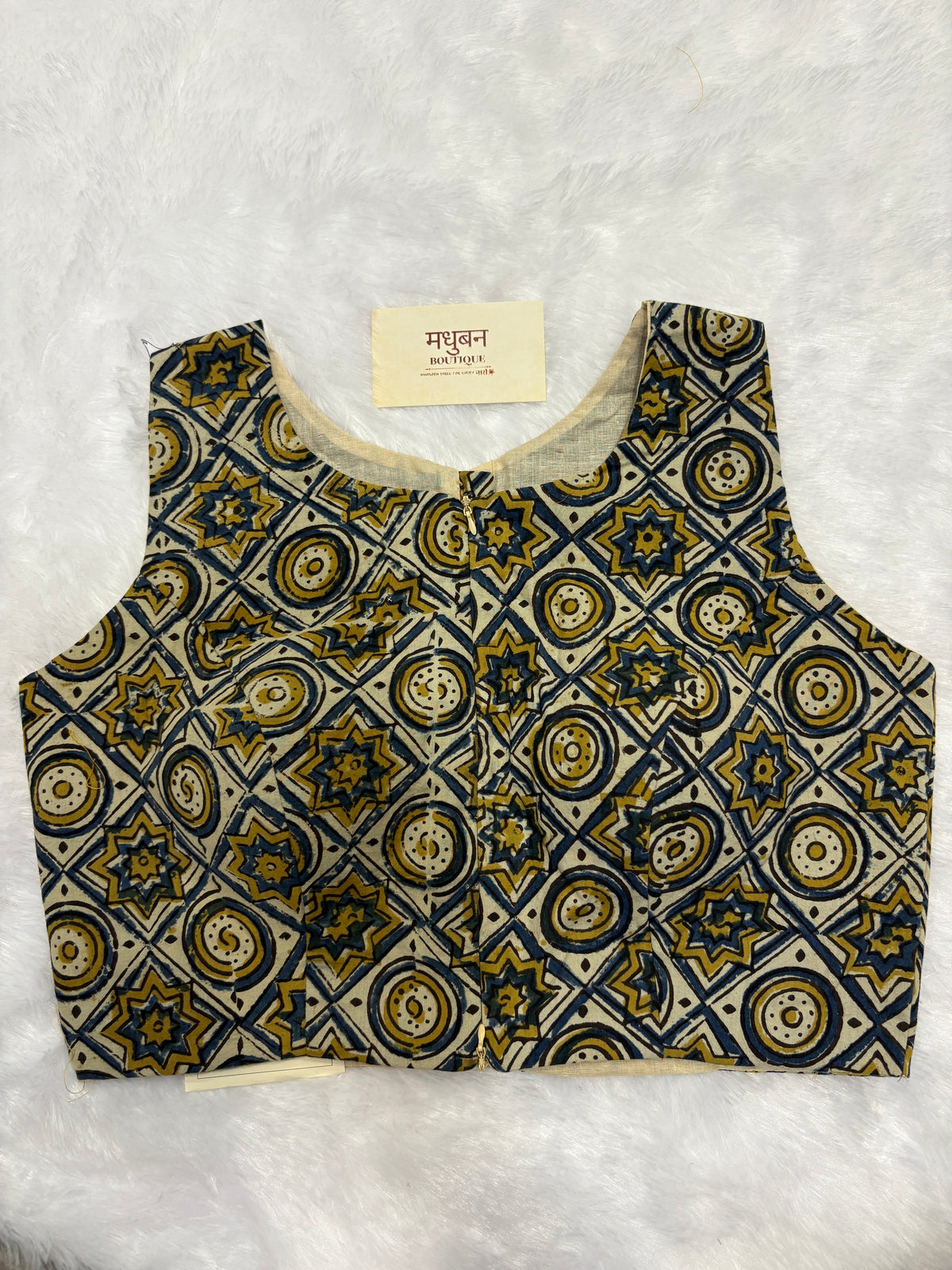 Doubble zipper ajrak cotton padded blouse|Beige colour|DZAB007