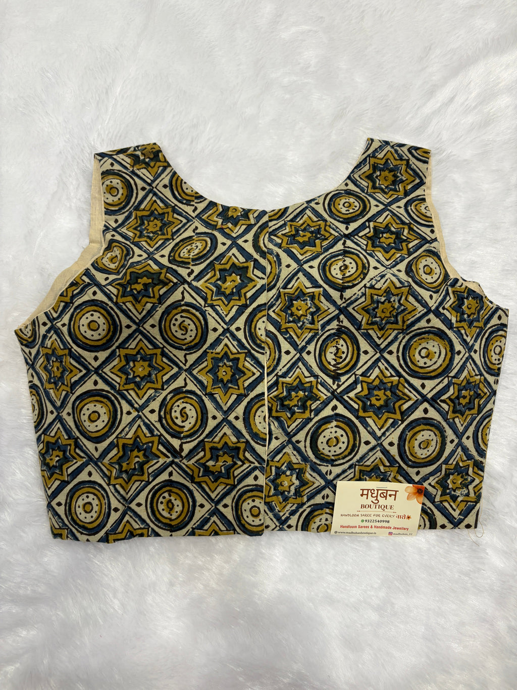 Doubble zipper ajrak cotton padded blouse|Beige colour|DZAB007