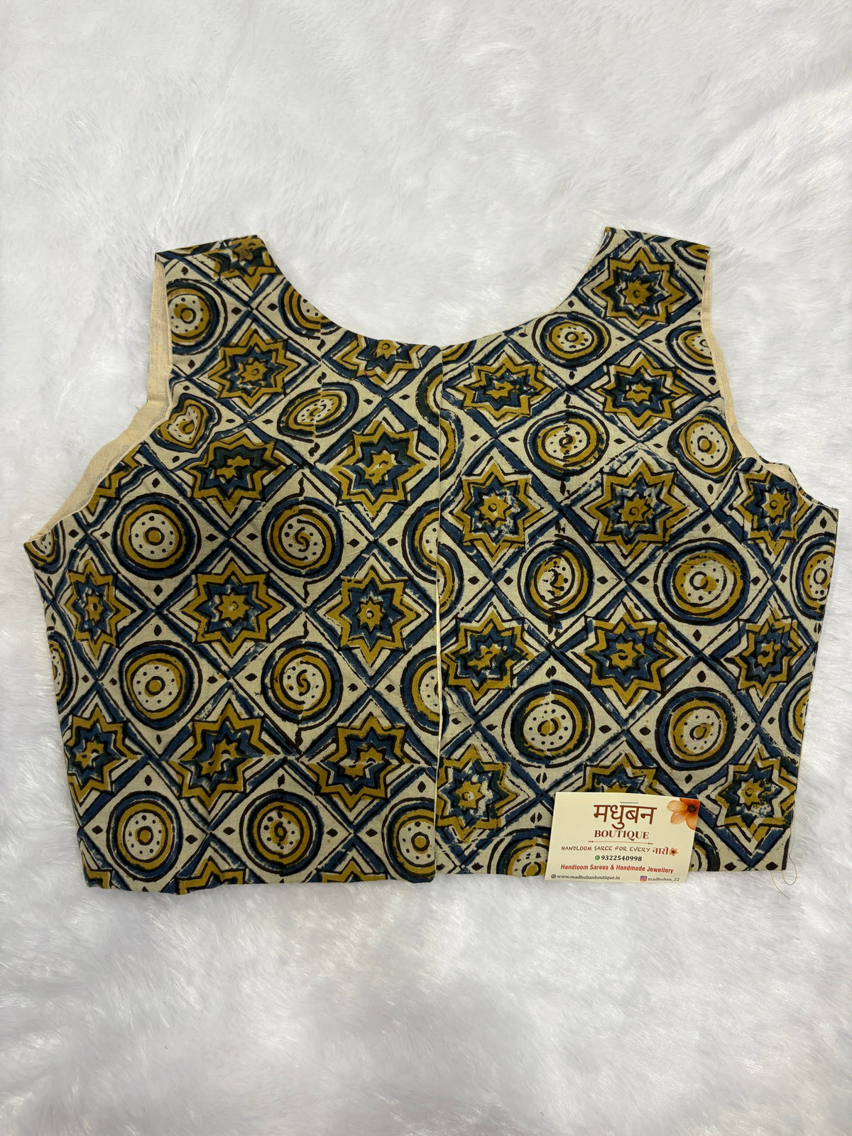 Doubble zipper ajrak cotton padded blouse|Beige colour|DZAB007
