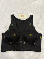 Kota embroidery halter neck padded blouse|Black|KEHB006