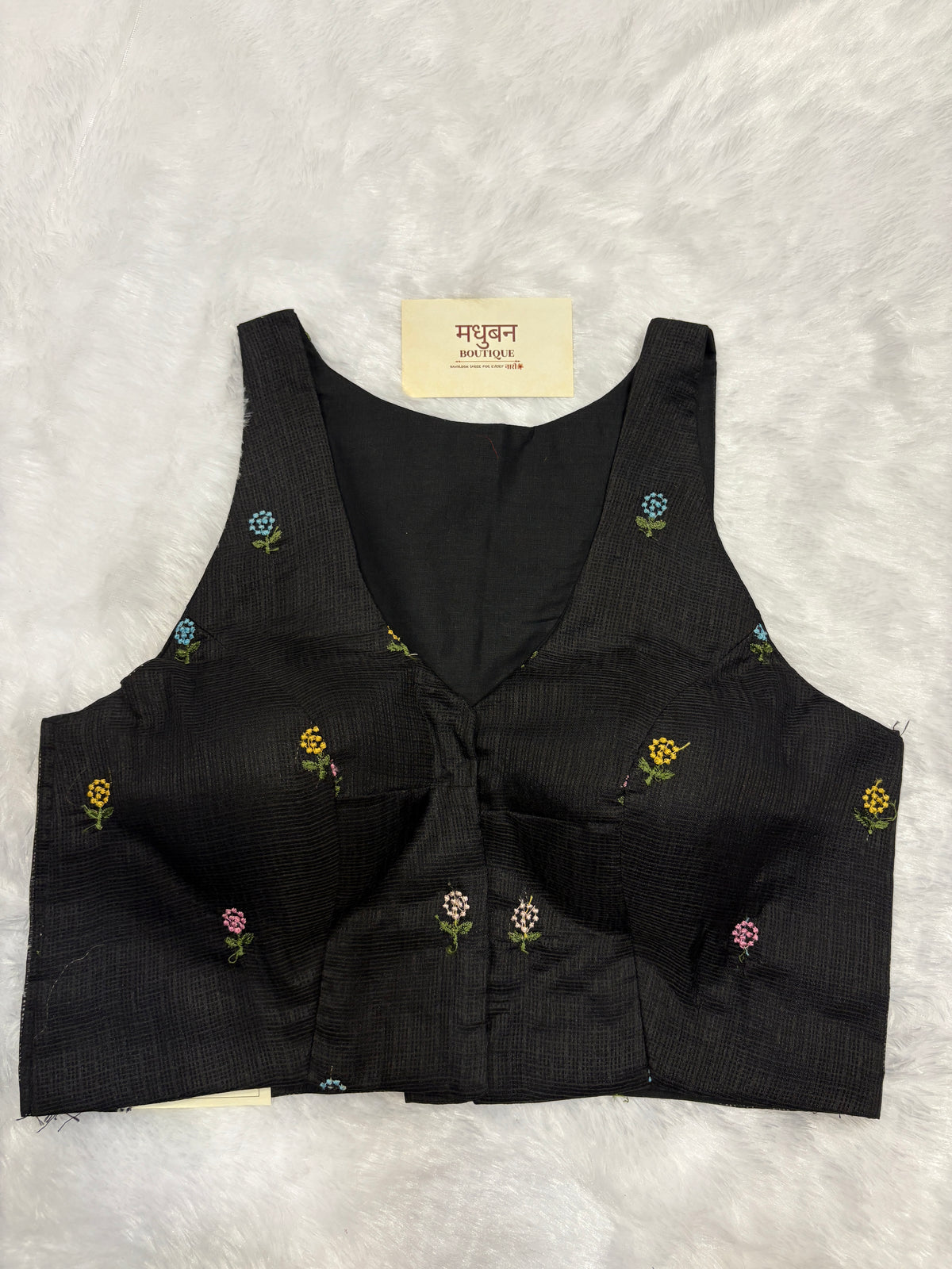 Kota embroidery halter neck padded blouse|Black|KEHB006