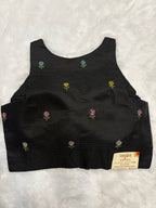 Kota embroidery halter neck padded blouse|Black|KEHB006