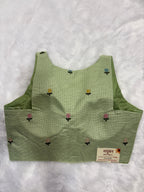 Kota embroidery halter neck padded blouse|Mehendi green|KEHB001