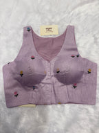 Kota embroidery halter neck padded blouse|Lilac colour|KEHB003