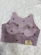 Kota embroidery halter neck padded blouse|Lilac colour|KEHB003