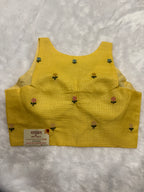 Kota embroidery halter neck padded blouse|Lemon yellow|KEHB004