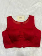 Doubble zipper solid cotton padded blouse|Red colour|DZSB001