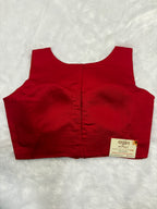 Doubble zipper solid cotton padded blouse|Red colour|DZSB001