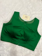 Doubble zipper solid cotton padded blouse| Parrot green colour|DZSB003