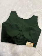Doubble zipper solid cotton padded blouse| Bottle green colour|DZSB004