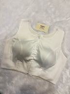 Doubble zipper solid cotton padded blouse|White colour|DZSB005