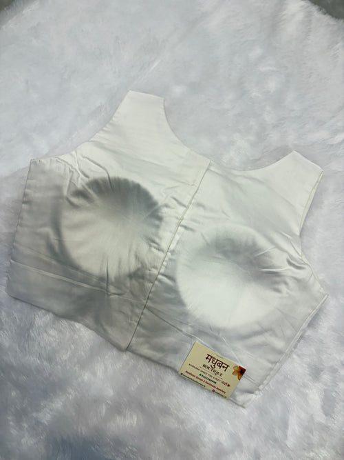 Doubble zipper solid cotton padded blouse|White colour|DZSB005