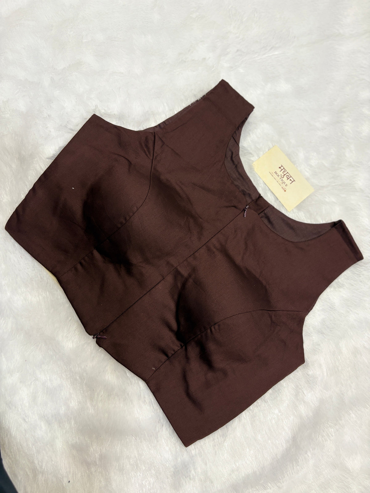 Doubble zipper solid cotton padded blouse| Brown colour|DZSB007