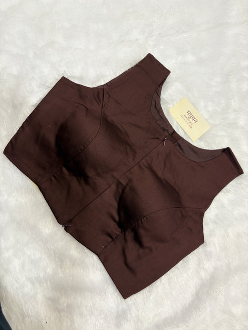 Doubble zipper solid cotton padded blouse| Brown colour|DZSB007