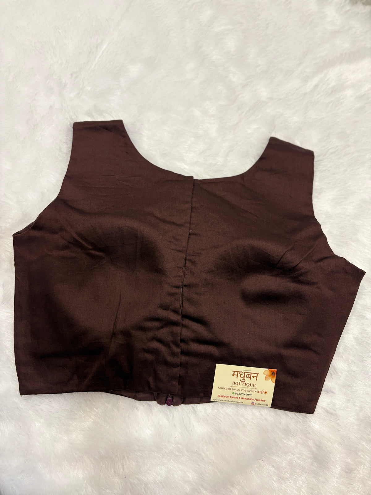 Doubble zipper solid cotton padded blouse| Brown colour|DZSB007