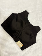Doubble zipper solid cotton padded blouse|Black colour|DZSB008
