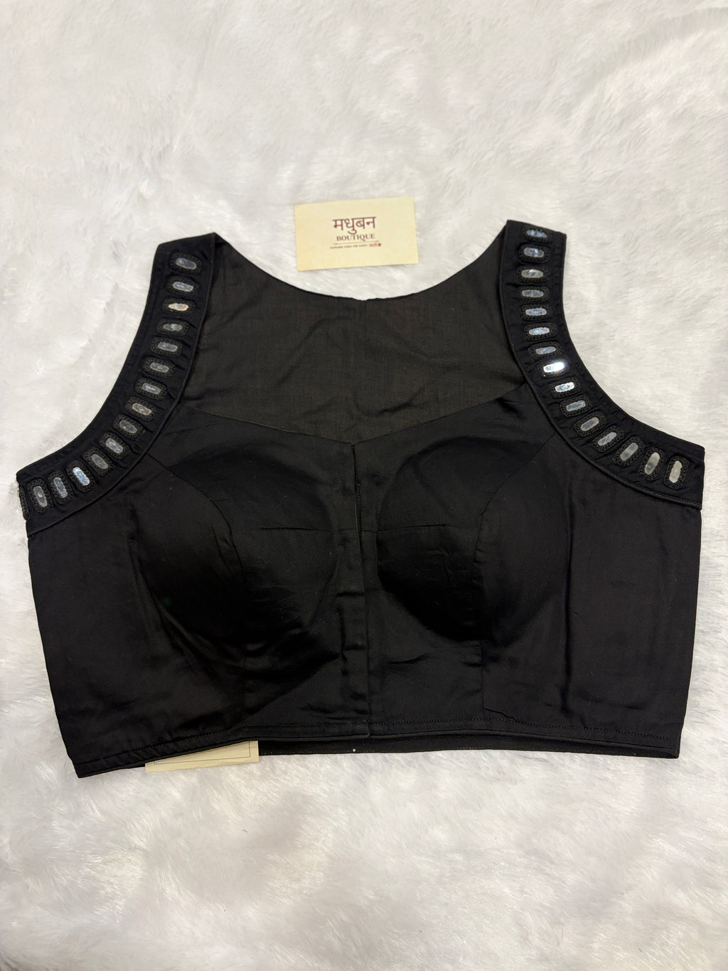 Mirror work padded blouse|Black|MWB002