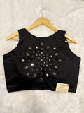 Mirror work padded blouse|Black|MWB002