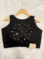 Mirror work padded blouse|Black|MWB002