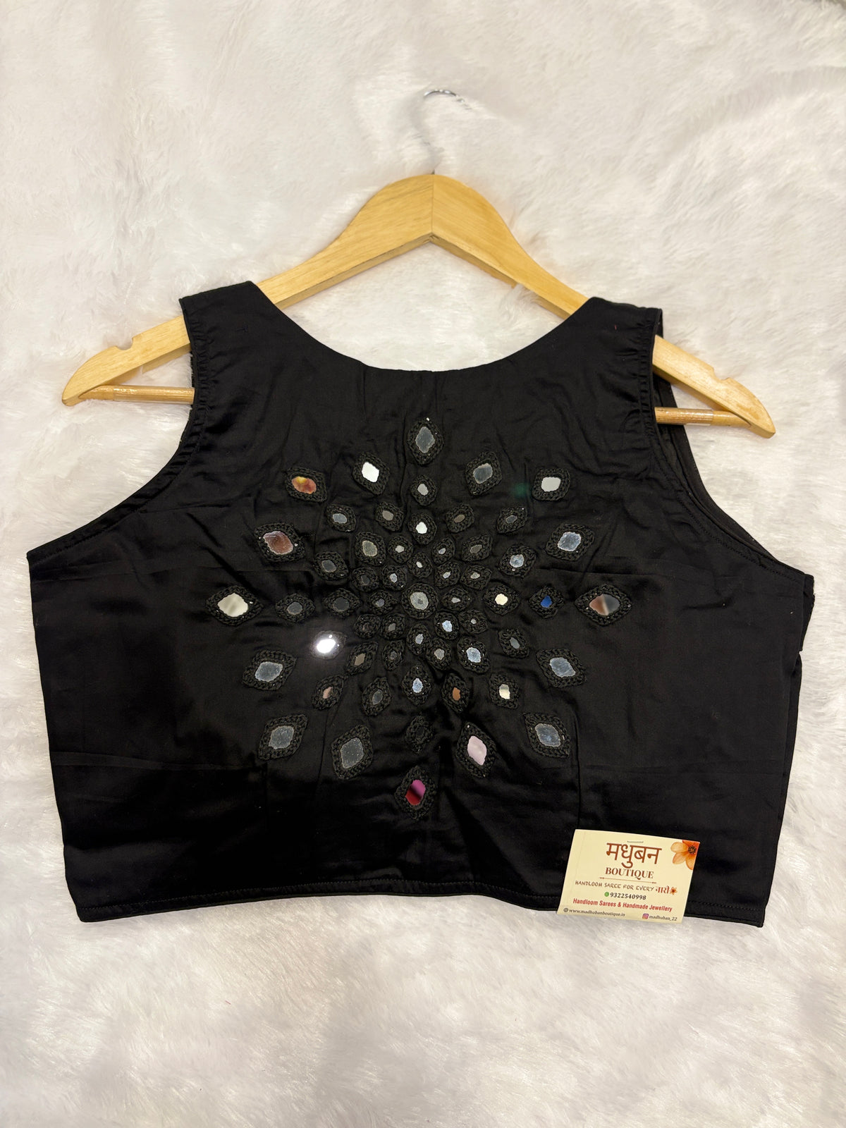 Mirror work padded blouse|Black|MWB002