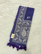 Lakhnowi chikankari work mulcotton saree |Purple|LCMC002
