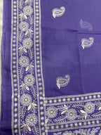 Lakhnowi chikankari work mulcotton saree |Purple|LCMC002