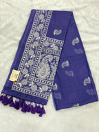 Lakhnowi chikankari work mulcotton saree |Purple|LCMC002
