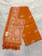Lakhnowi chikankari work mulcotton saree |Mustered yellow|LCMC005
