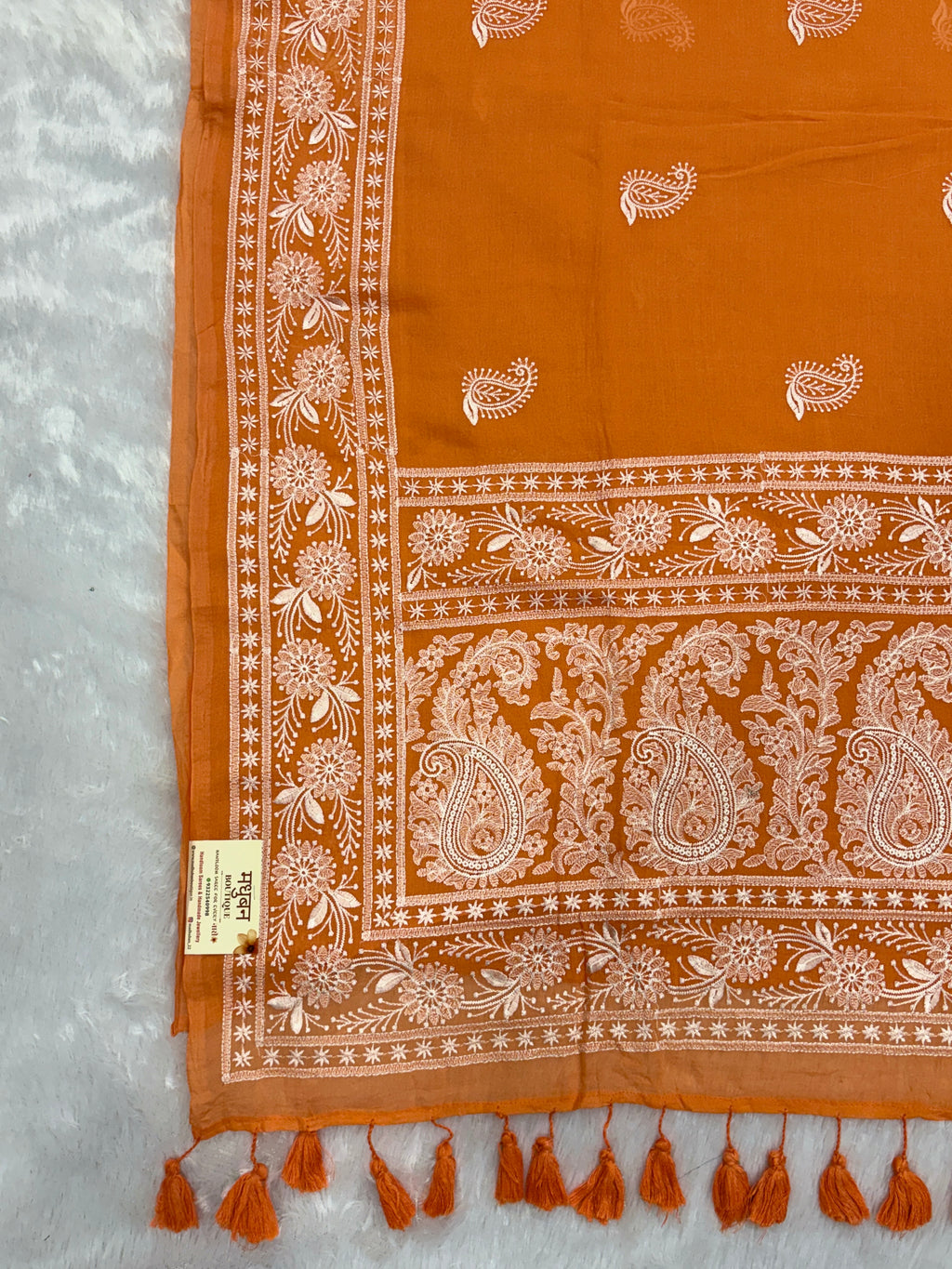 Lakhnowi chikankari work mulcotton saree |Mustered yellow|LCMC005