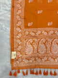 Lakhnowi chikankari work mulcotton saree |Mustered yellow|LCMC005