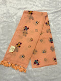 Handpainted flower bunch saree|Peach|HPMC006
