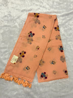 Handpainted flower bunch saree|Peach|HPMC006