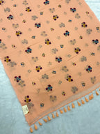 Handpainted flower bunch saree|Peach|HPMC006