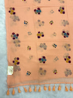 Handpainted flower bunch saree|Peach|HPMC006