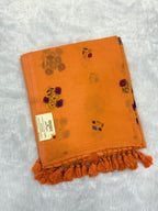 Handpainted flower bunch saree|Orange|HPMC007