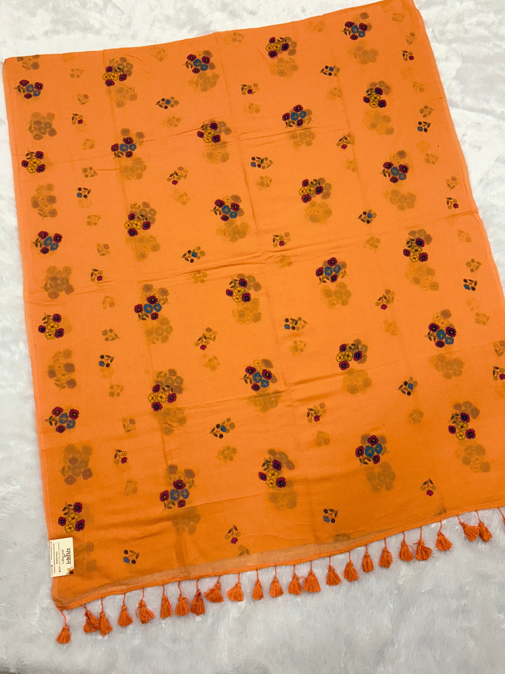Handpainted flower bunch saree|Orange|HPMC007