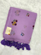 Handpainted flower bunch saree|Lilac|HPMC008